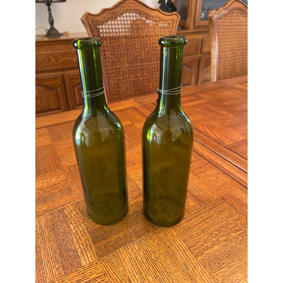 Wine bottle hurricane lamps (2) - Picture 4 of 4